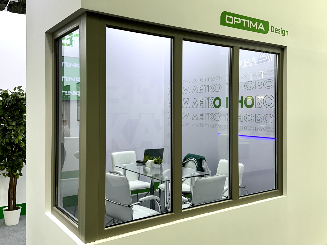 Окно из профиля ORTEX Optima Design Спелая оливка